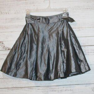 Kenneth Cole Gray Crinkly Belted silk Mini Skirt Size 0